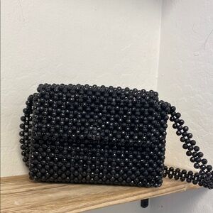 Elegant Black Beaded Women's Bag